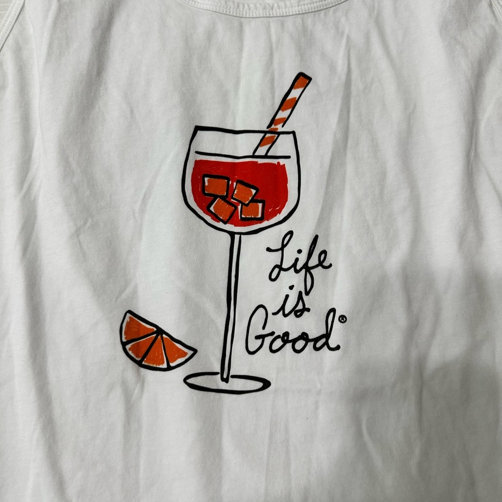 Life Is Good White Tank with Aperol Spritz Graphic